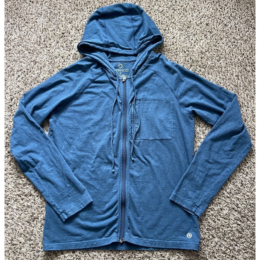 Gramicci Hoodie Men Medium Full Zip Blue Hemp Organic Cotton Blend NPT